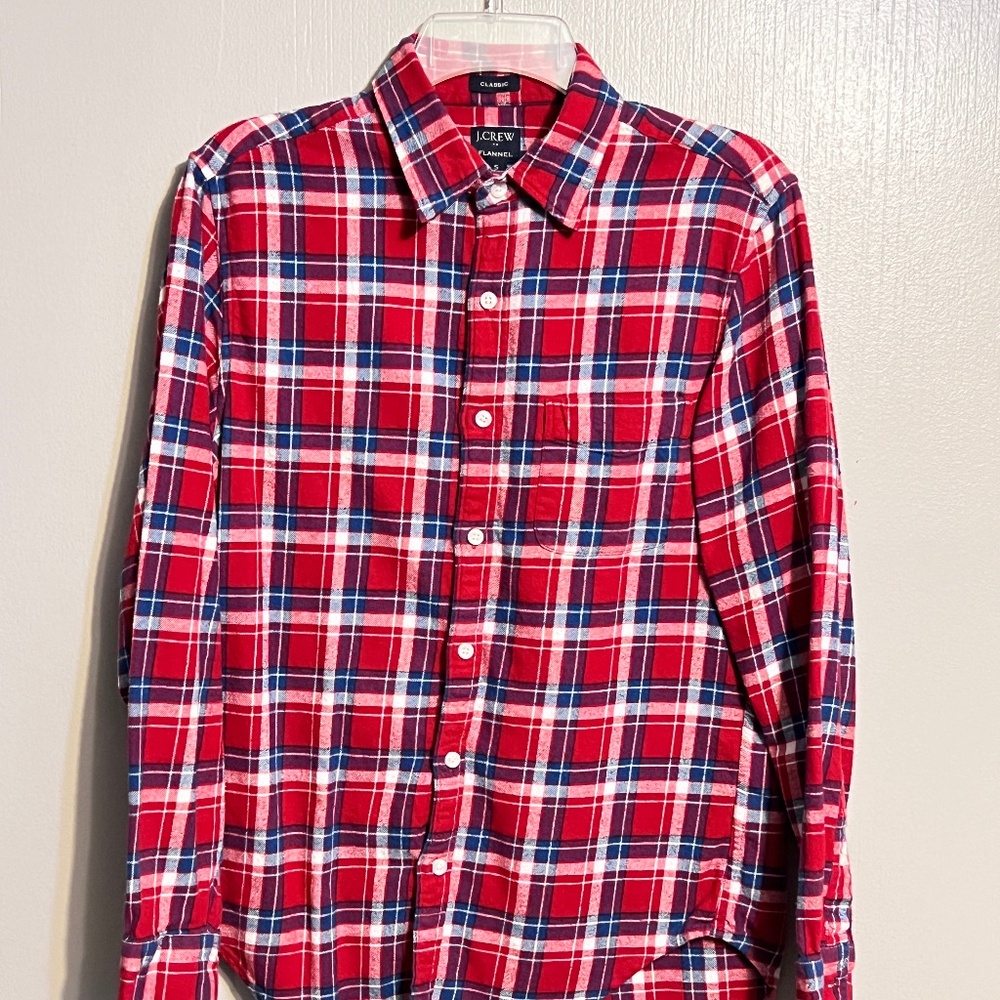 J. Crew Classic Flannel (Red, Blue, Multi) Small